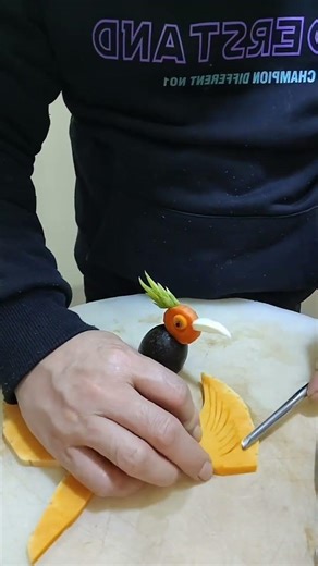 How to Make Sparrow Shape Carving Vegetable Carving Art | Sparrow Shape Design with Carrot & Pumpkin