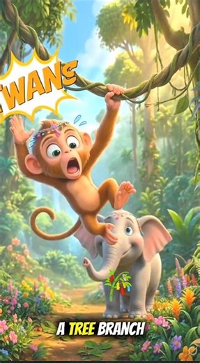 The Monkey Was Crying for Help… Then the Elephant Came 🐘🐒#shorts #usashorts #trending#cartoon