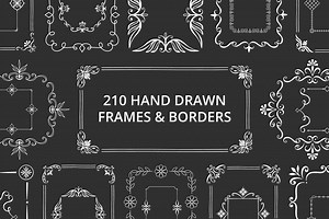 210 hand drawn frames & borders, a Decorative Illustration by Anatartan Design