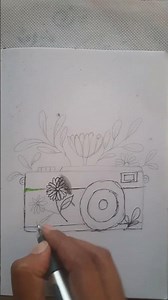 Creative Camera Drawing with Flowers & Evil Eye | Easy Aesthetic Art 🎨 #shorts