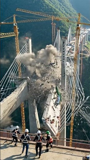 🌄Extreme Engineering Bridge Construction at 300 Feet Above Ground #shorts