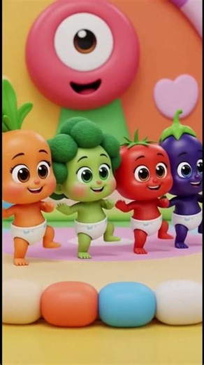 A cute vegetables babies like dancing joyfully together