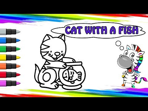 How To Draw A Cat With A Fish Easy