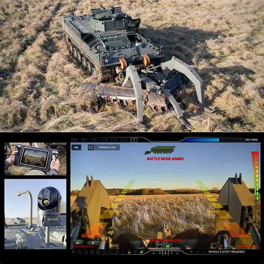 Dstl's WEEVIL is a Robotic Mine Plough Built on a Warrior Infantry Fighting Vehicle