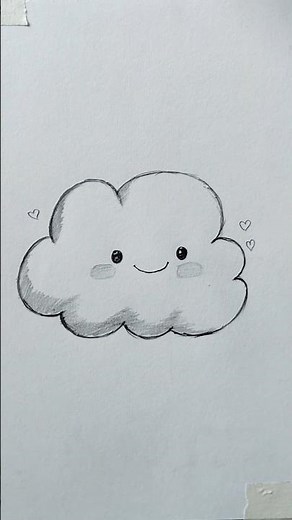 Cute Cloud Drawing Easy | Kawaii Pencil Sketch Tutorial