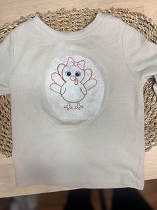Hand Embroidery PDF Pattern – Girl Turkey (bow Version) | Thanksgiving Toddler Shirt Design | Stick & Stitch Friendly - Etsy