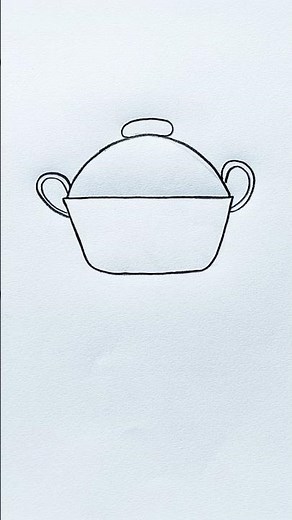 How to Draw a Cooking Pot Easy for Kids | Cooking Pot Drawing Step by Step | #shorts #cookingpot