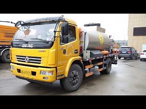 How asphalt distributor works? Bitumen sprayer operation video