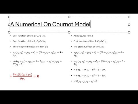 Cournot Numerical |Economics | Market Structures | Oligopoly