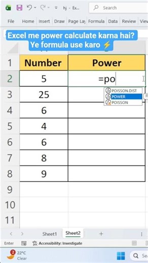 Excel POWER Formula 👆#excelformula #exceltips #ytshortsvideo #yt_shorts