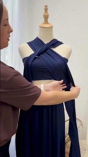 How to Tie the Crossover Buckle Halter | Infinity Dress Tutorial | Navy