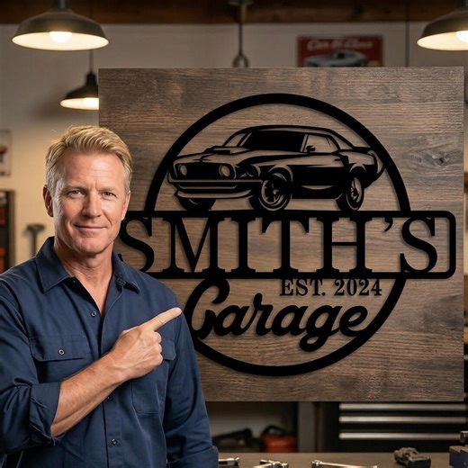 Custom American Car Workshop Sign, Personalized Garage Wall Decor, Man Cave & Dad's Gift - Etsy