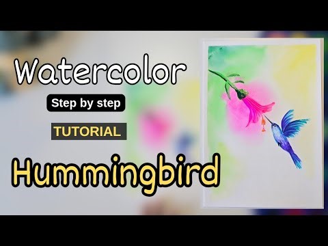 How to Paint a Hummingbird in Watercolor | Step by Step (No Talking)