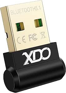 XDO Bluetooth Adapter 5.1 EDR, USB Bluetooth Dongle, Wireless Receiver for Desktop, Laptop, Speaker, Mouse, Keyboard, Headphones, Supports Windows 11/10/8.1/8/7