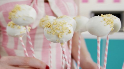 PB and J cake pops with strawberry jam and white chocolate