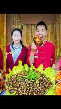 Village Food Outdoor Cooking | Spicy Seafood Collection | Tiktok Mukbang | Chinese Girl Eating Show