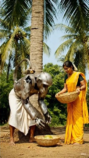 The robotic monkey harvesting climbs tall coconut trees