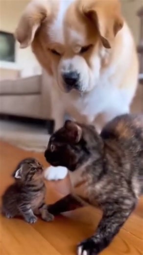 “Big Dog vs Mom Cat 😂” #shorts #funny #funnydog