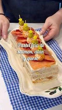 Pastel frío de salmón, atún y queso | Fácil, rápido y delicioso. #recetas #pasteldesalmon