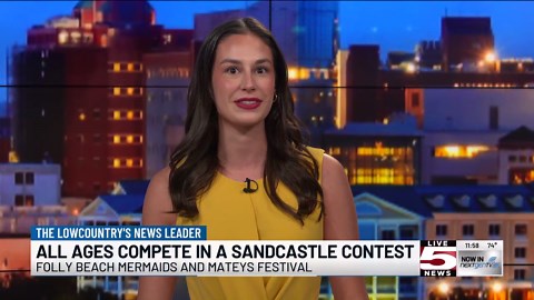 Locals compete in sand sculpture contest at a Folly Beach festival