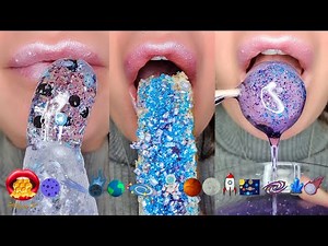 Satisfying ASMR Eating Galaxy Space Themed Emoji Food Mukbang 먹방