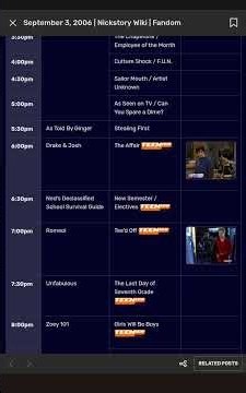 Nickelodeon Schedule Archive - September 3, 2006