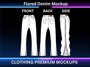 Streetwear Flared Jeans Mockup Vector Adobe Illustrator, Procreate, PNG, Template Clothing Blank Design Sketch Tech Pack - Download - Etsy UK