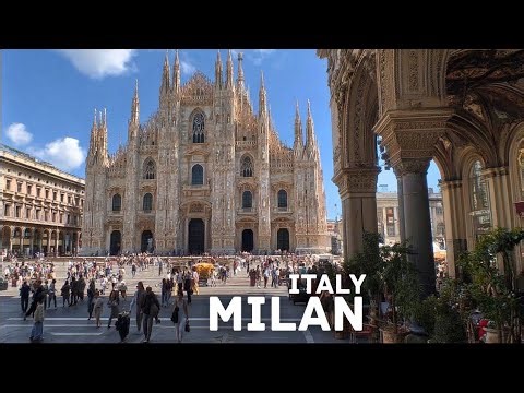 Milan Italy 4K HDR Walking Tour | Italian Cathedral Square FULL of Tourists Feels Like a Movie Scene
