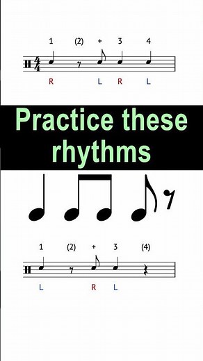 8th note, 8th rest rhythm exercise @ 90 bpm #rhythmpractice #drumlesson