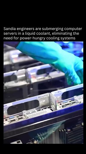 Artificial Intelligence | AI on Instagram: "Sandia engineers are submerging computer servers in a liquid coolant, eliminating the need for power-hungry cooling systems. This tinding could cut energy consumption by 70% and reshape data center architecture. [Credits to the rightful] #machine #machinelearning #ai #robot #innovation #automation #future #tech #technology #artificialintelligence"