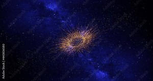 Flying Into Space Galaxy. Stars Moving Slowly. Magnetic Space Storm. 4K Space And Technology Related Cinematic 3D Animation.