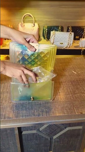 🌈Jelly Blue Crossbody Bag with Gold Chain