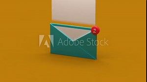 New email and mail, new message animation. Animation of letters falling into an envelope along with a message counter. 3d rendering