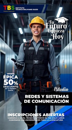 💻🔵 ¡INSCRIPCIONES ABIERTAS I – 2026! 🚀 Da el primer paso hacia tu futuro tecnológico y estudia lo que realmente te apasiona. En el Instituto Técnico Boliviano Suizo – TBS, formamos profesionales en tecnología capaces de diseñar, gestionar y optimizar redes y sistemas de comunicación modernos. 🌐⚡ 🎓 Carrera: Redes y Sistemas de Comunicación Conviértete en el especialista que las empresas buscan para mantener el mundo conectado y seguro. Aquí aprenderás a: ✨ Configurar y administrar redes LAN,