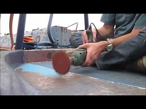 Tercoo rotary blaster on narrowboat stern
