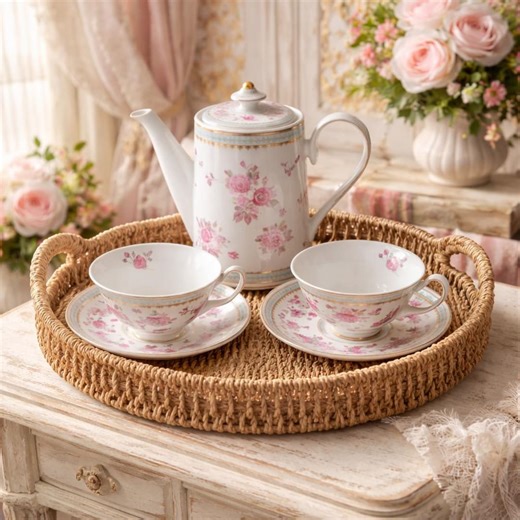 Shabby Chic Porcelain Teaware Collection Teapot Cups Saucers Cottagecore Roses Gold Accent,vintage Victorian Royal Romantic Jardinière - Etsy