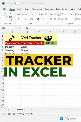 Excel Tracker for Gym 🏋️#GymTracker #FitnessExcel #ExerciseTracker