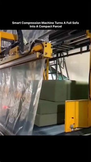 World_War on Instagram: "The image shows a robotic arm equipped with a vacuum gripper being used for industrial material handling and packaging. This system automates the process of lifting and moving large items, likely bags or furniture as suggested by similar visual results, by using suction to create a secure seal. System Components and Function Robotic Arm: A large, yellow articulated arm that provides the movement and positioning capabilities for the gripper. Vacuum Gripper: The end-of-arm