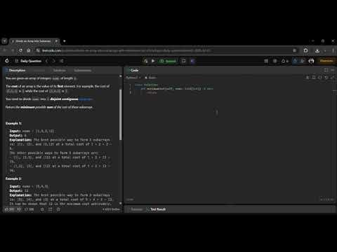 3010. Divide an Array Into Subarrays With Minimum Cost I python