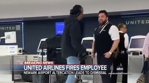 2.3M views · 20K reactions | UNITED AIRLINES EMPLOYEE FIRED: United Airlines has fired an employee at Newark Airport after they investigated a viral video showing the employee engage in a brawl with former NFL player Brendon Langley. Will Reeve reports. https://abcn.ws/2XvP3JQ | ABC World News Tonight with David Muir | Facebook