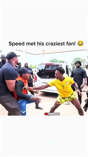 Sadeq on Instagram: "This insane viral moment from IShowSpeed’s 2026 Speed Does Africa tour shows just how wild his global fanbase really is. At a gas station in Zimbabwe, one super-fan completely loses control—screaming Speed’s name as security struggles to hold him back. Instead of backing off, Speed matches the chaos with his signature barking, unfiltered energy, and pure madness. The moment explodes when both of them hit the legendary Cristiano Ronaldo “SIUU” celebration, sending the hype th