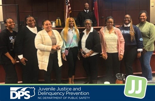 Last week, the Division of Juvenile Justice and Delinquency Prevention hosted students from the Department of Public Safety’s Historically Black Colleges and Universities Internship Program for a weeklong rotation learning the ins and outs of juvenile justice. From juvenile court and community programs to touring juvenile justice facilities and community-based residential placements, students had a chance to explore the wide range of services the Division offers for North Carolina’s youth and fa