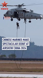 Chinese naval aviation units conducted adaptive training on Sunday ahead of Airshow China 2024, set for November 12-17 in Zhuhai, Guangdong Province. The drills featured newly showcased aircraft, including the Z-20J shipborne helicopter, the Z-8C transport helicopter and J-15 fighter jets. This marks the first public appearance of the Z-20J and Z-8C helicopters at the airshow, as well as the debut of Chinese marines participating in the event. | CGTNEurope