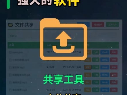 一天一个强大的网站第211期文件共享工具：这是一款带权限管控的轻量化文件共享工具,它能一键把本地文件夹变成网页,支持内网穿透、开机自启动、鼠标右键添加、访问权限