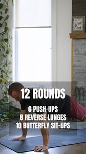 No gear? No excuses. 👊 12 Rounds 6 Push-Ups 8 Reverse Lunges (4/4) 10 Butterfly Sit-Ups Want more bodyweight workouts like this? Comment MOVE for a free sample 👇 #bodyweightworkout #functionalfitness #homegym | OnlineWOD
