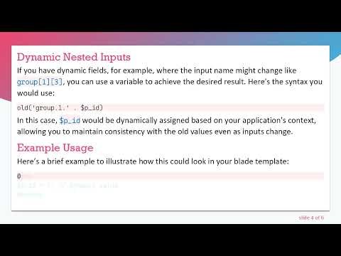 How to Use the old Helper in Laravel Nested Input Fields