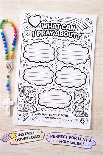 Lent Coloring Page for Kids, My Lenten Journey Worksheet, Catholic Printable, Christian Coloring Sheet - Etsy