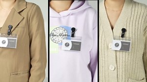 50 Pack Strong Magnetic Badge Holder with Horizontal PVC ID Name Badge Holder Reusable Suitable for Conferences, Gatherings, Temporary Worker ID Holder, etc (Black*25*+Beige*25)