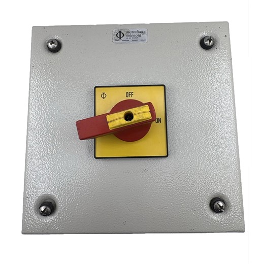 Kraus & Naimer On/Off Isolation Switch with Panel 600V 40A Red/Yellow KG41B K600
