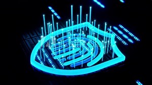 Data Security Icon With Finger Print and Flying Dataset, Animation.Full HD 1920×1080. 10 Second Long. Stock Video